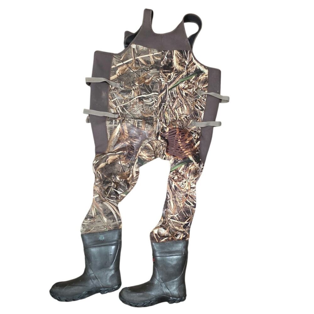Lacrosse Mens Camo Hunting Chest Waders Attached Rubber Boots Sz 10 Adjustable